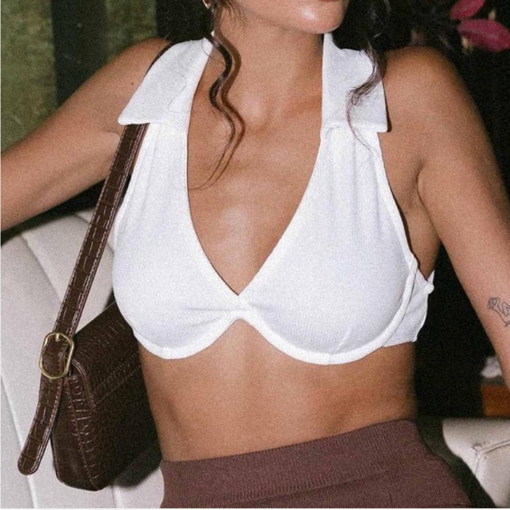 Princess Polly white ribbed crop top
